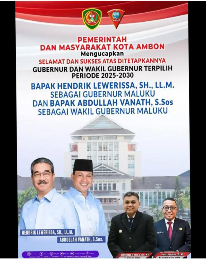 Ucapan Selamat dan Sukses Gub dan Wagub Terpili