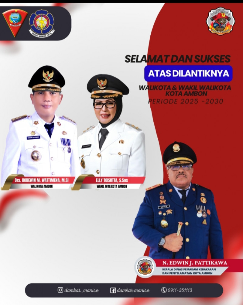 Ucapan Atas Dilantiknya Walikota dan Wakil Walikota
