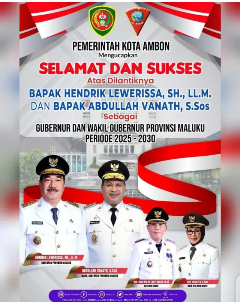 Selamat dan sukses  atas Dilantik Gub dan Wagub Maluku