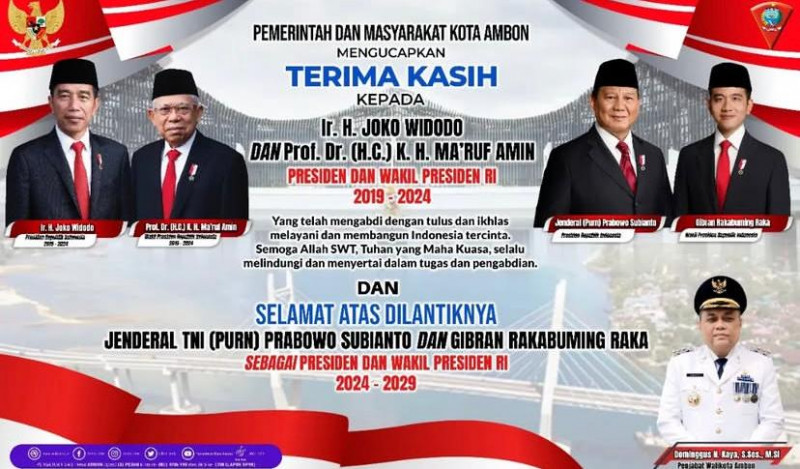 Selamat Atas Di Lantiknya Presiden dan Wakil Presiden