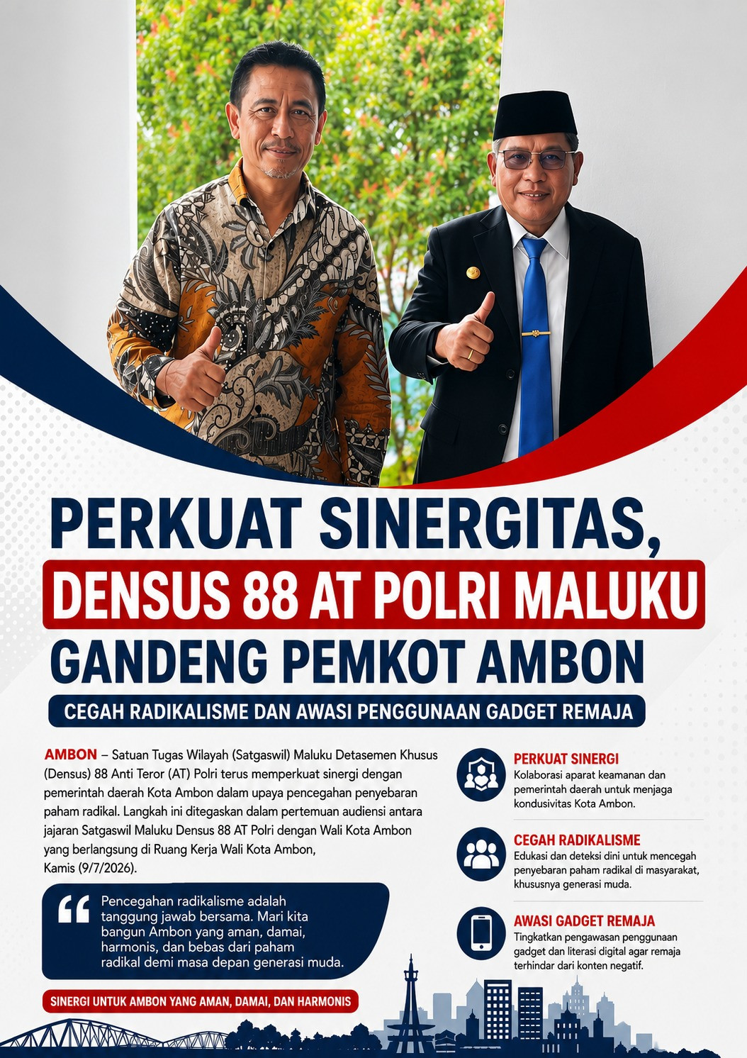Pemkot Ambon Gandeng Densus 88 Tingkatkan Pencegahan Radikalisme di Kalangan Generasi Muda