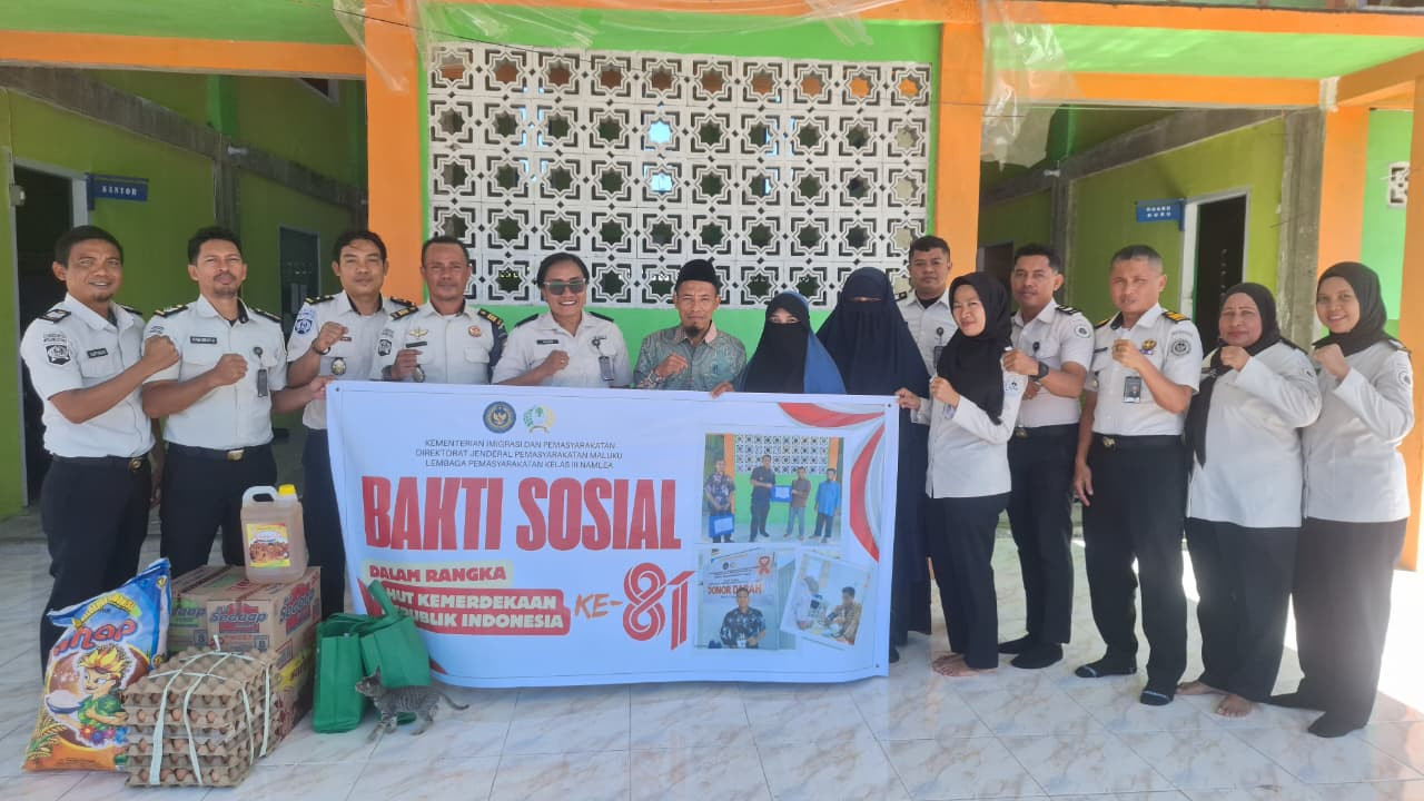 Sambut HUT Ke-81 RI, Lapas Namlea Salurkan Bantuan Sembako untuk Santri Pesantren Al-Anshor
