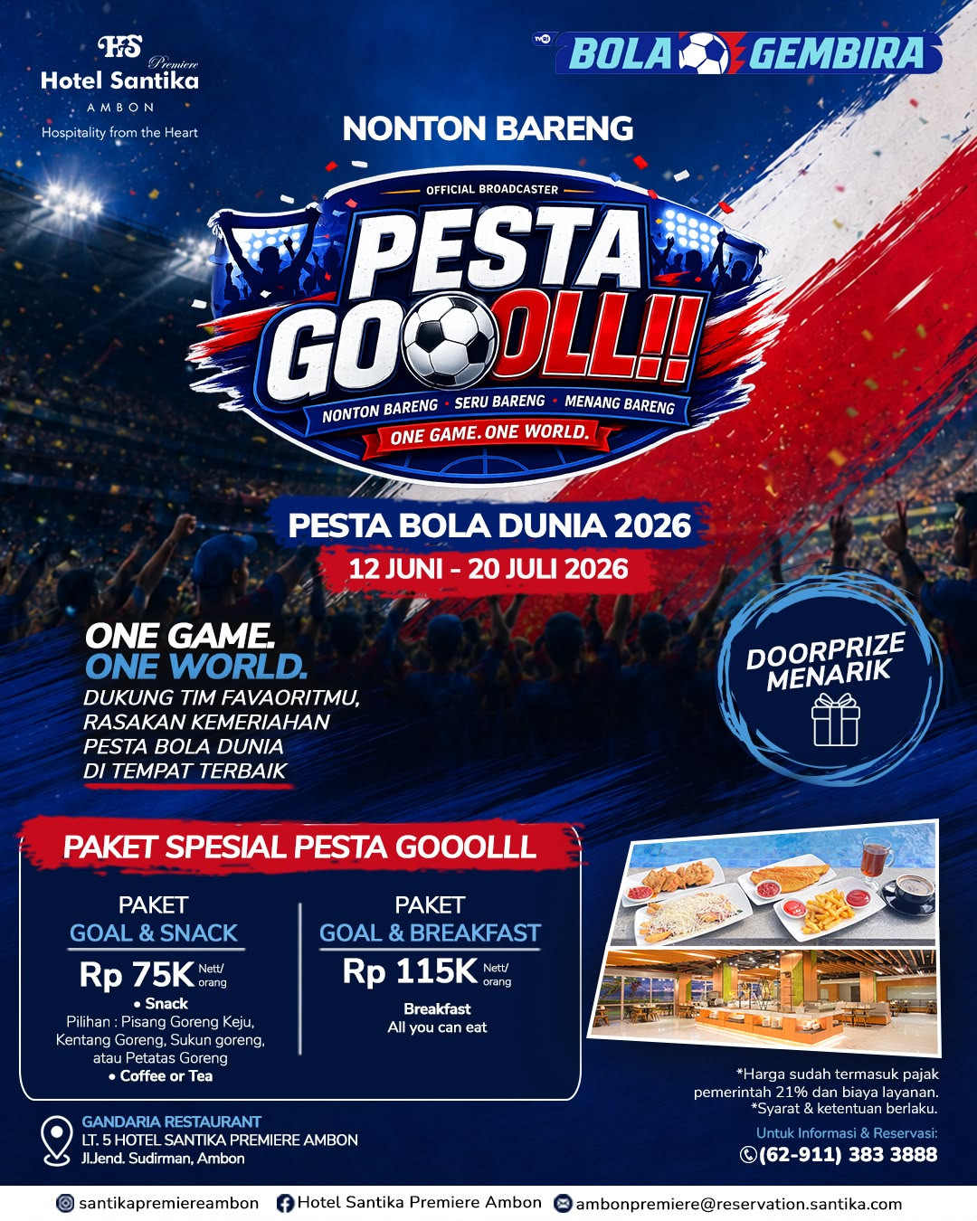 Hotel Santika Premiere Ambon Hadirkan "Pesta Gooolll!", Nobar Seru Pesta Bola Dunia 2026